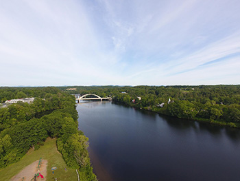 A bridge over a body of water